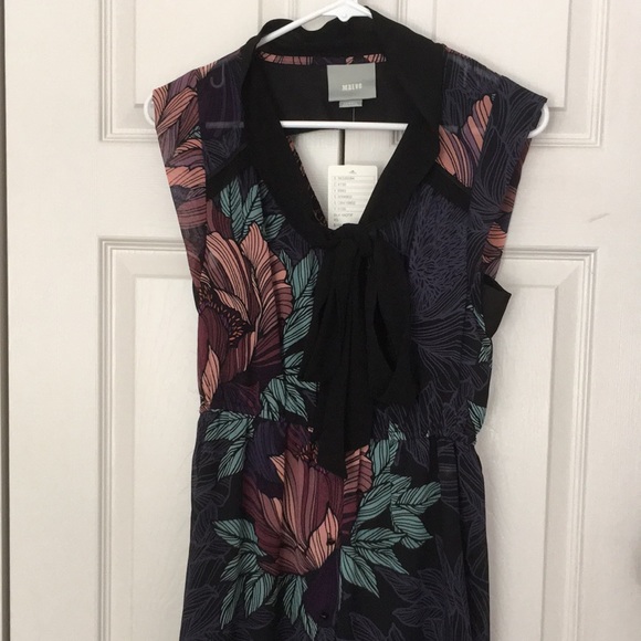 Anthropologie Maeve Floral Bretin tie neck Dress - Picture 4 of 6